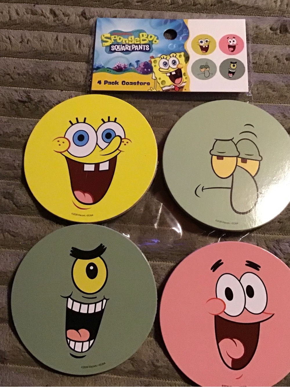SpongeBob Squarepants Party Coasters - Yellow, Pink, Green (4-Pack)